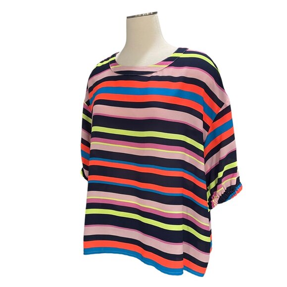 Project Runway XS Multicolor Striped Blouse Oversized Casual Bold Retro Eclectic - Picture 6 of 9